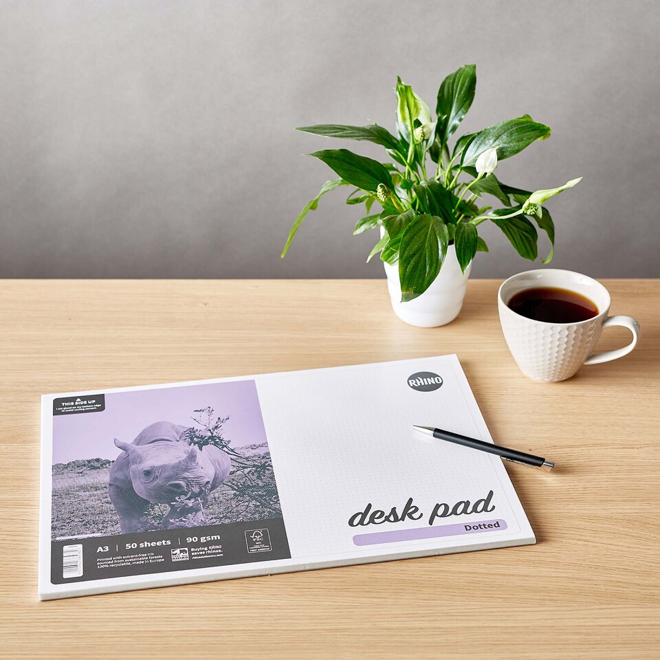 image 1 of Rhino A3 Writing Desk Notepad 5mm Dotted 50 Sheets 90gsm FSC