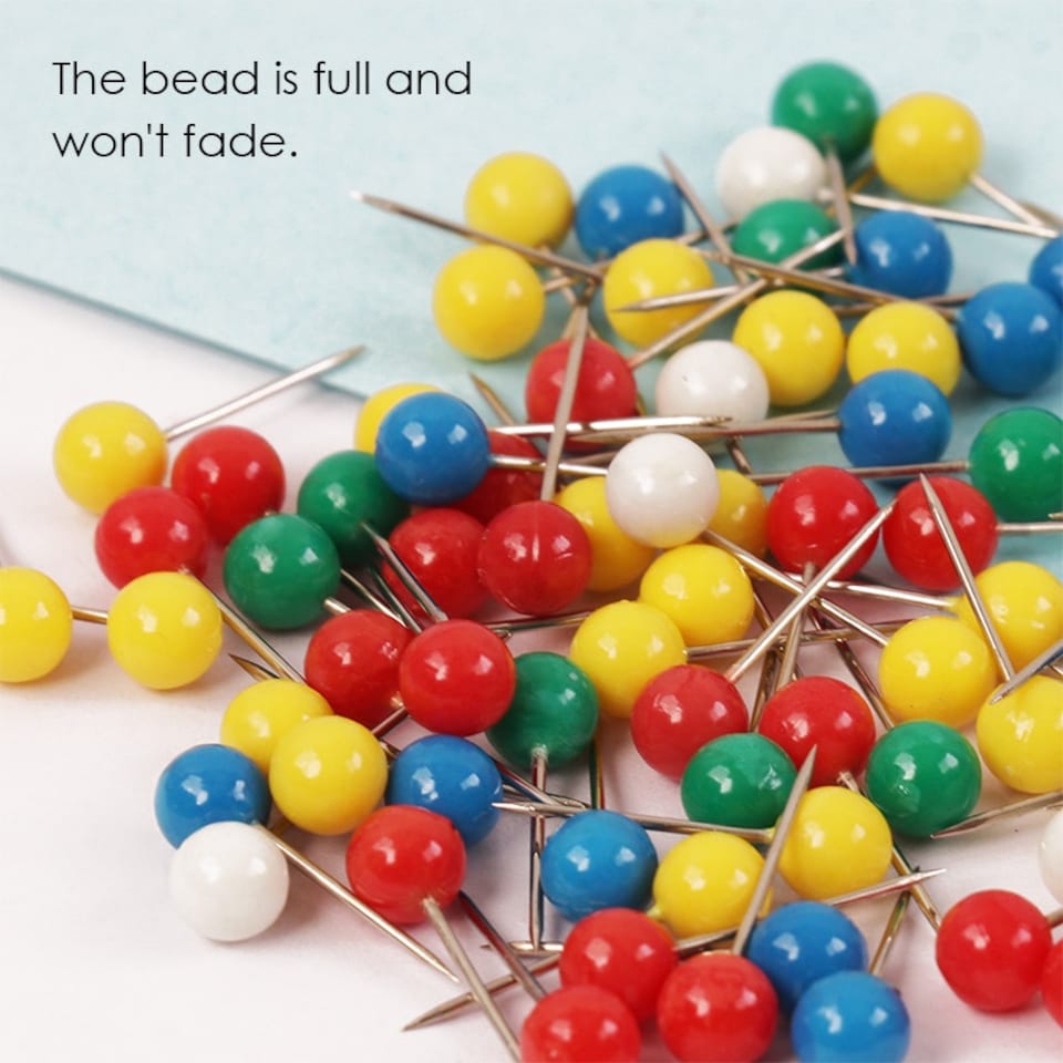 image 1 of Pack of 100 Assorted Colour Map Pins 5mm