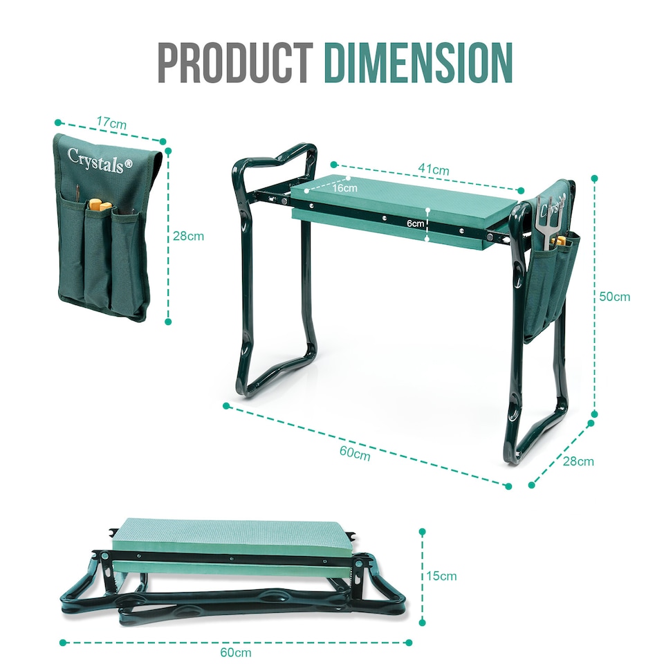 image 1 of Garden Kneeler 3-IN-1 Folding Gardening Padded Seat & Kneeler Stool Inc Gloves