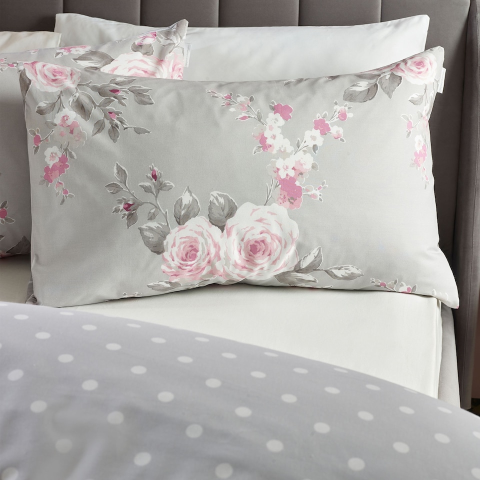 image 1 of Canterbury Floral Reversible Duvet Cover Set | Grey