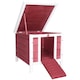 image 1 of PawHut Rabbit Hutch, Bunny Cage Outdoor Wooden House w/ Asphalt Roof, Red