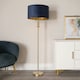 image 2 of ValueLights Marissa Gold Stacked Ball Floor Lamp with Navy Blue Velvet with Gold Inner Shade | Blue