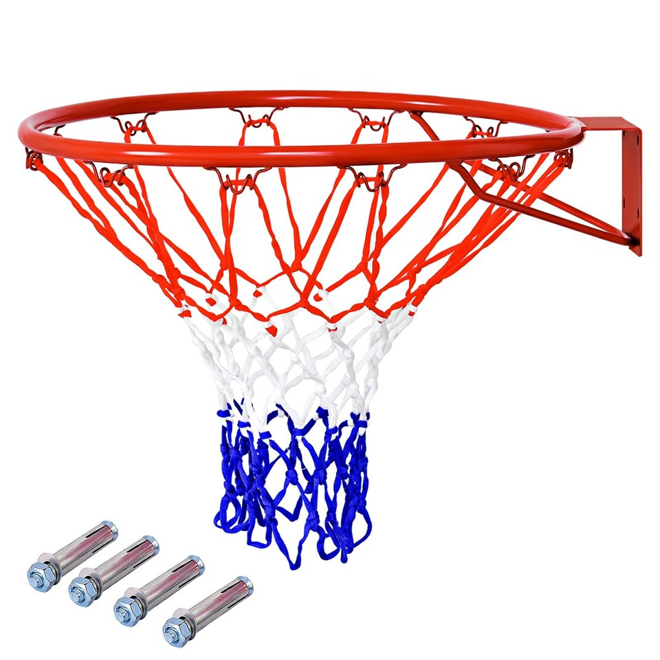image 1 of COSTWAY 46 cm Basketball Replacement Net Goal Hoop Red Red | Standard