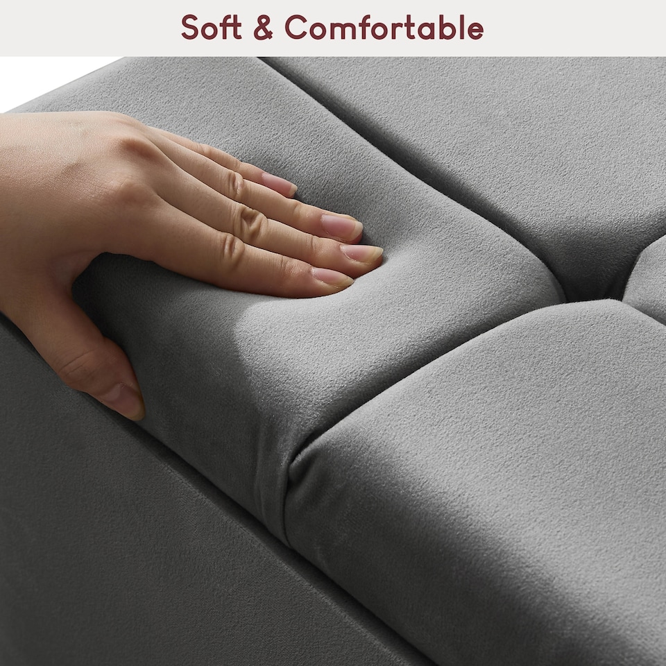 image 1 of Vida Designs Valencia Storage Ottoman Bedroom Hallway Chest Bench, Light Grey Velvet | Grey | Grey