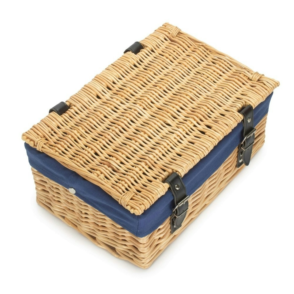 image 1 of 36cm Buff Wicker Empty Picnic Basket Blue | Blue | One Size