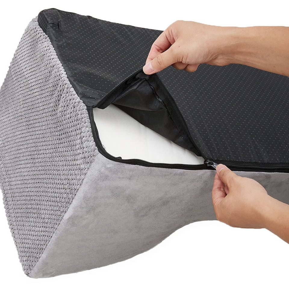 image 1 of Living and Home Non-Slip Pet Steps with Removable Washable Cover for Cats & Dogs | Grey | Grey | 1