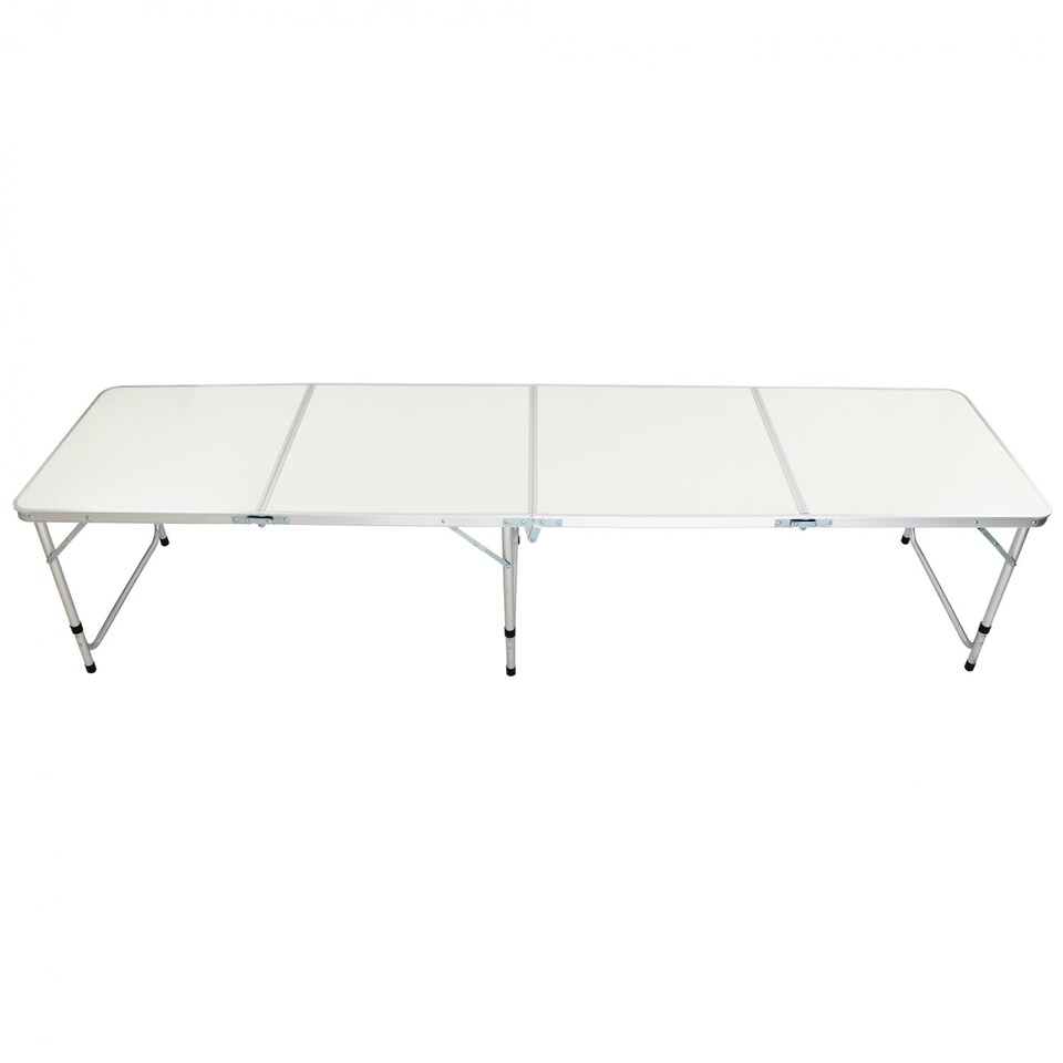 image 1 of 8ft Folding Outdoor Camping Kitchen Extending Work Top Table | White