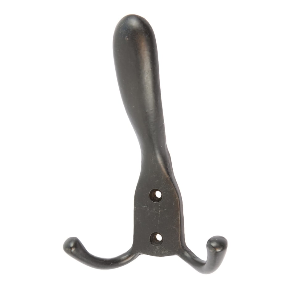 image 1 of Hammer & Tongs Rustic Hat and Double Robe Hook - W90mm x H140mm - Black