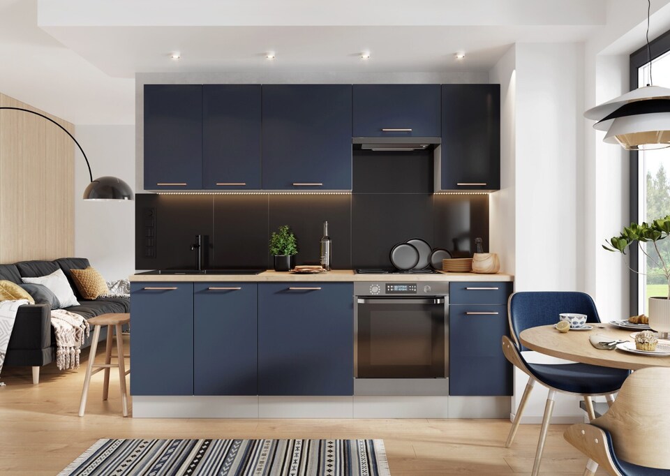 image 1 of Nora Kitchen Base Cabinet Unit 2 Door - Navy Blue W463xH870mm