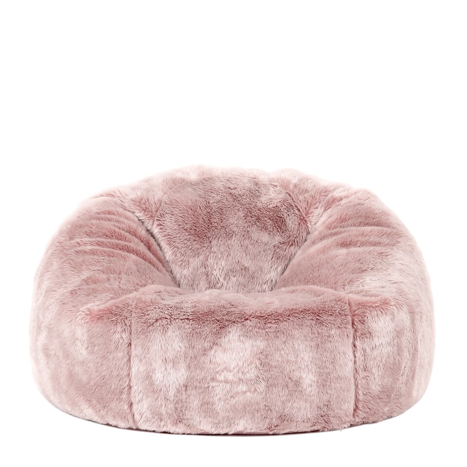 image 1 of Kids Classic Faux Fur Bean Bag Chair Light Pink Bean Bags for Children | Pink | Light Pink | 1
