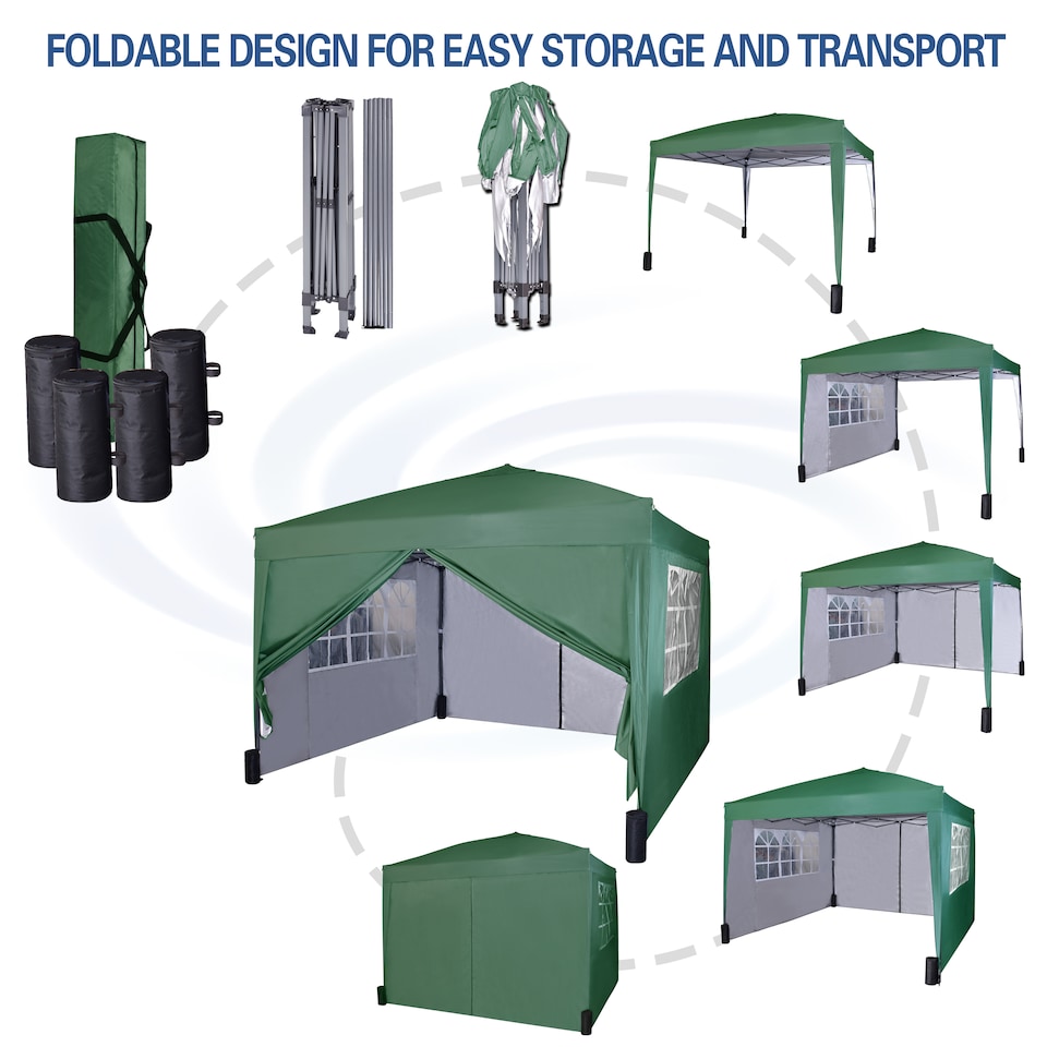 image 1 of MCC Direct Gazebo 3x3 Pop up with Sides Green | Green | Green