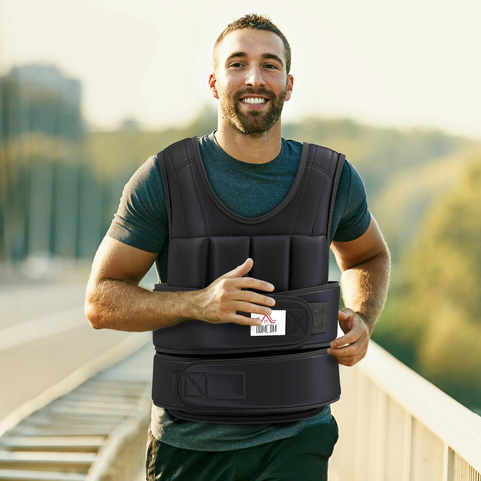 image 1 of HOMCOM 15KGS Adjustable Weight Vest Running Gym Training Weight Loss, Black