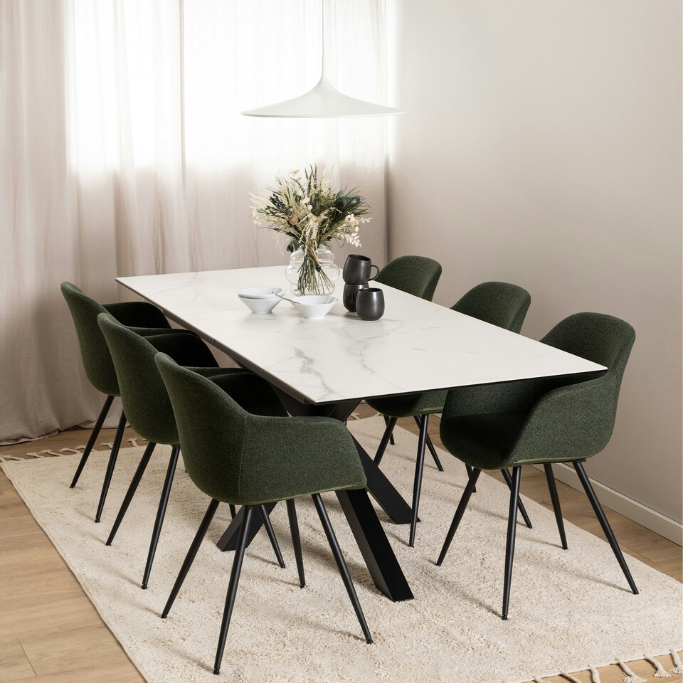 image 1 of Heaven Extendable Dining Table with Ceramic White Top 168cm
