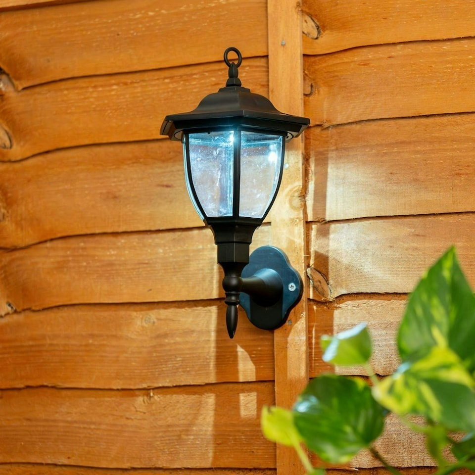 image 1 of ValueLights Set of 2 Mayfair Black Outdoor Solar Wall Light