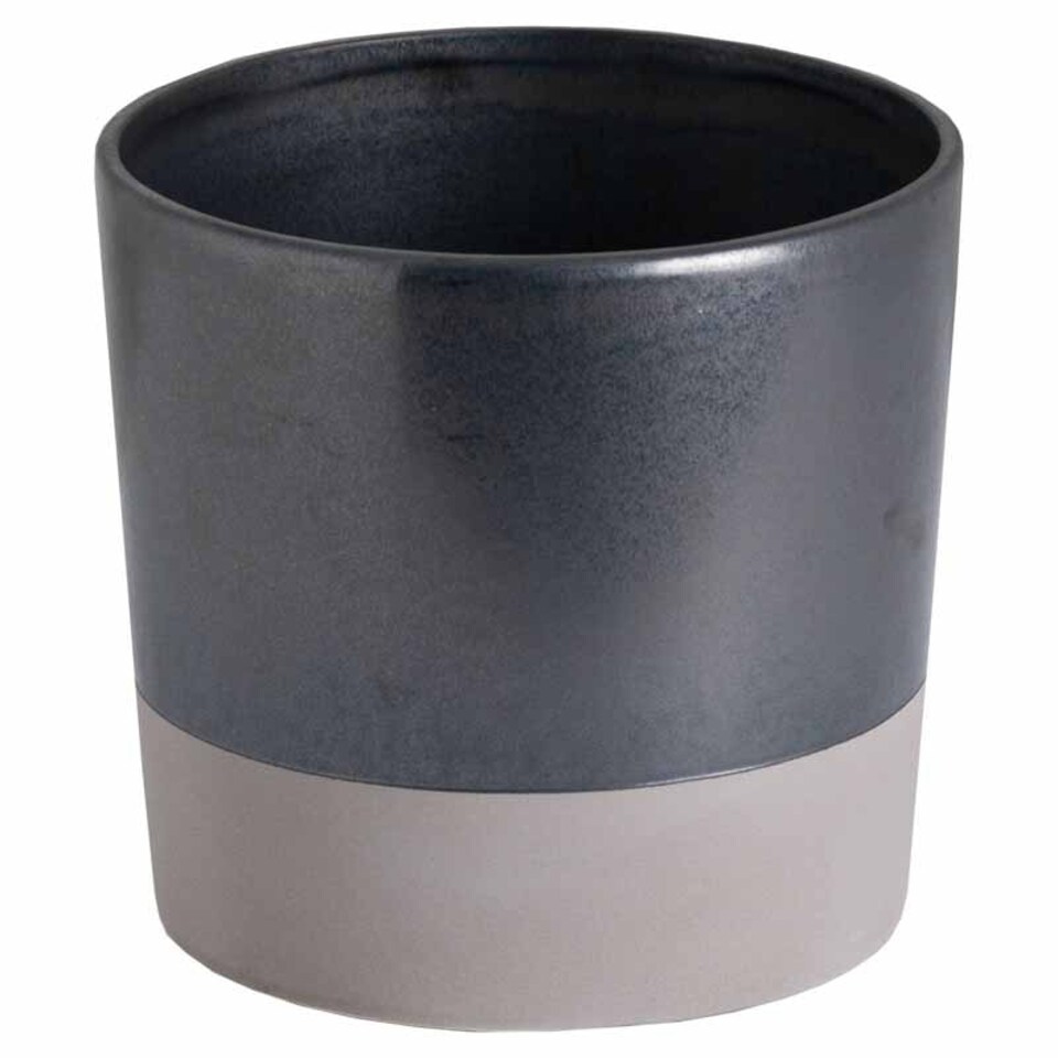 image 1 of Large Planter - Ceramic - L16 x W16 x H16 cm - Metallic Grey Grey