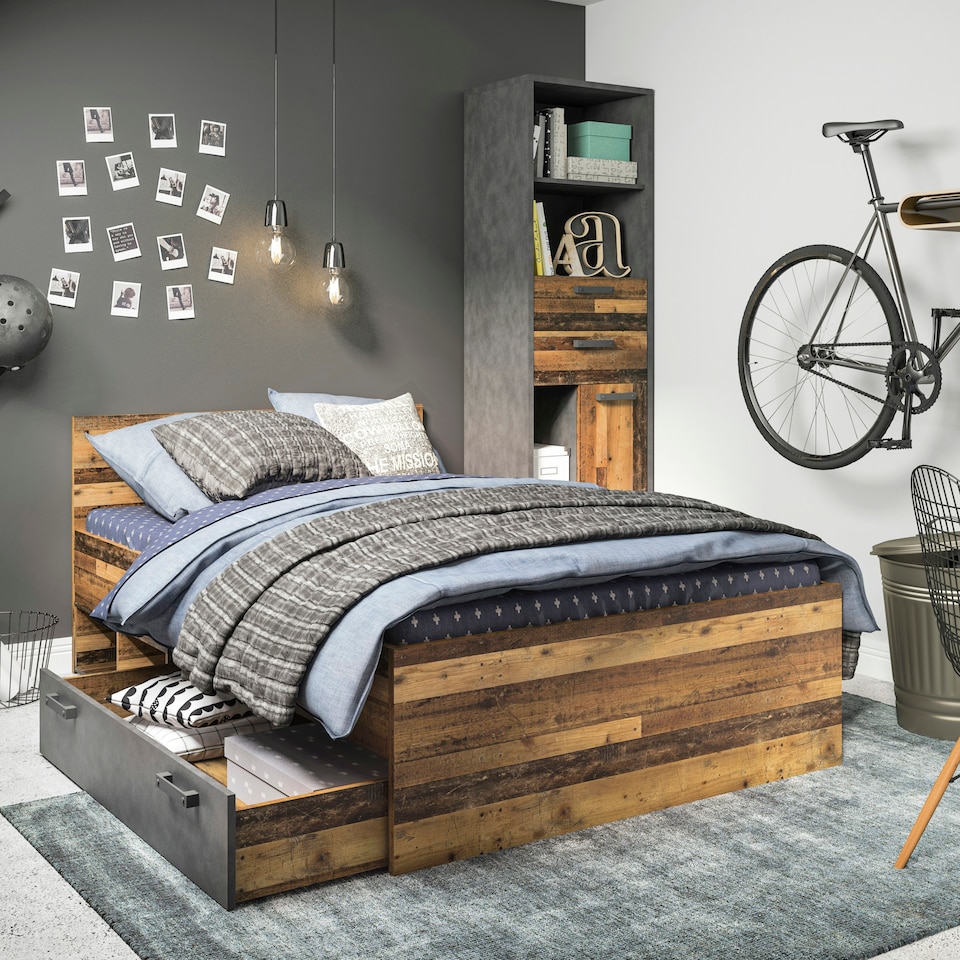 image 1 of Brooklyn Bookcase in Walnut and Dark Matera Grey