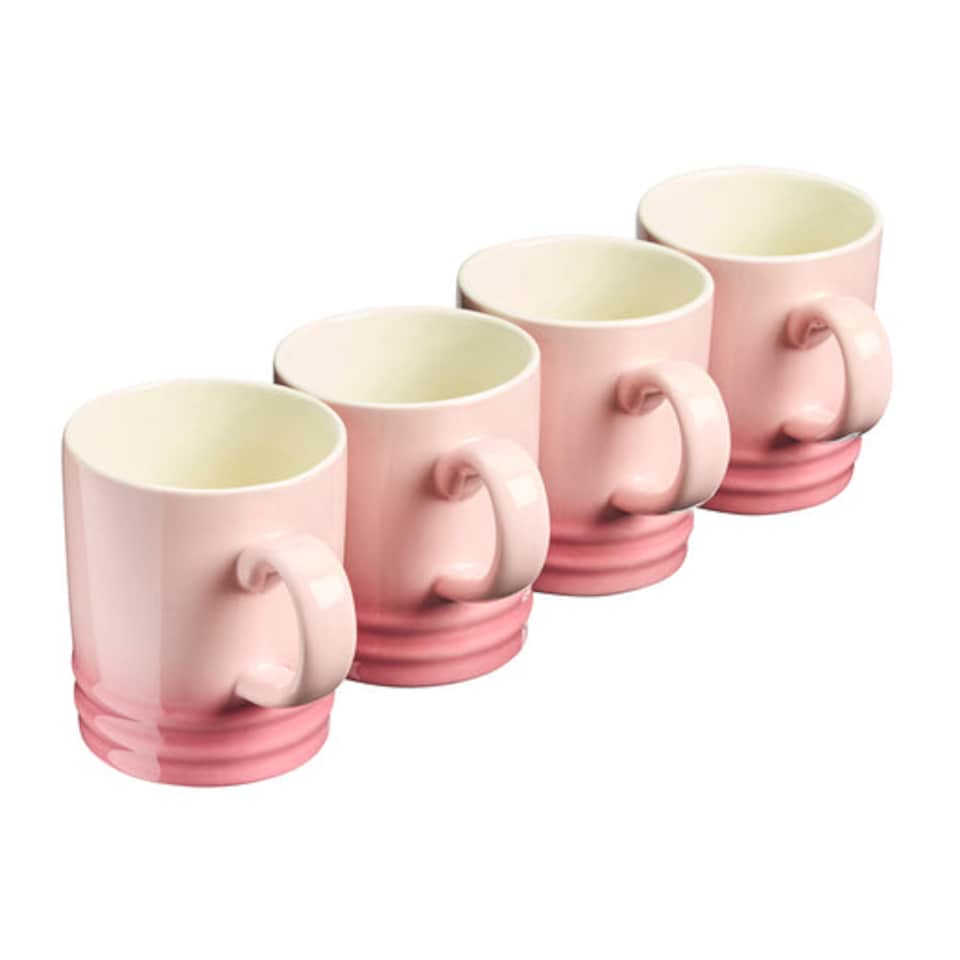 image 1 of Cooks Professional 4 Piece Mug Set - Durable Dishwasher Safe Stoneware - 350ml | Pink | Pink