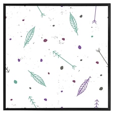 Cute cartoon pattern with feathers and arrows in boho style (Picutre Frame) Black | XS