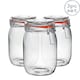 image 1 of Argon Tableware 3x Glass Storage Jars - 1 Litre - Orange Seal - Clip Top Storage Jar Kitchen Jair Preserving Jar Kitchen Storage Jar