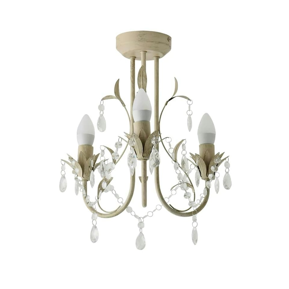 image 1 of ValueLights Odelia 3 Way White Ceiling Light Chandelier | Cream