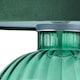 image 3 of Contemporary Emerald Ribbed Glass Table Lamp with Forest Green Velvet Shade | Green
