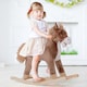 image 2 of HOMCOM Kids Children Plush Rocking Horse Wooden Base Ride On Toy Rocker with Handle Grip Traditional Toy Fun Gift for Age 3 Plus (Brown & White)