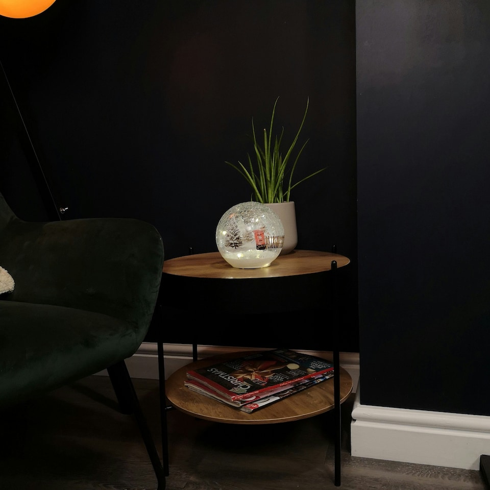 image 1 of 15cm Festive Christmas LED Crackle Effect Glass Winter Scene Ball