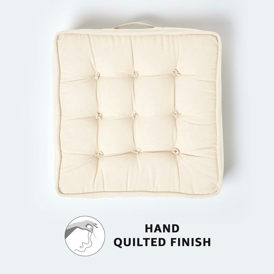 image 1 of Homescapes Cream Cotton Armchair Booster Cushion Cream