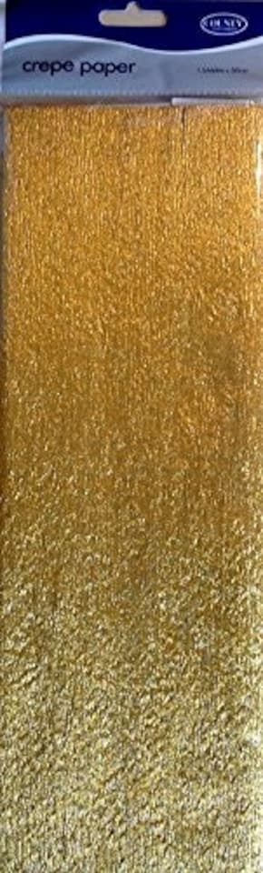 image 1 of Gold Metallic Crepe Paper Folded 1.5m x 50cm