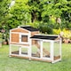 image 2 of PawHut Rabbit Hutch, Bunny Cage Outdoor 2-Tier w/ Wheels & Tray, Yellow