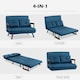 image 4 of HOMCOM 2 Seater Sofa Bed, Click Clack Convertible Bed Settee, Modern Velvet Feel Fabric Sofa Couch with 2 Tufted Cushions, Wood Armrests for Living Room, Bedroom, Guest Room, Navy Blue