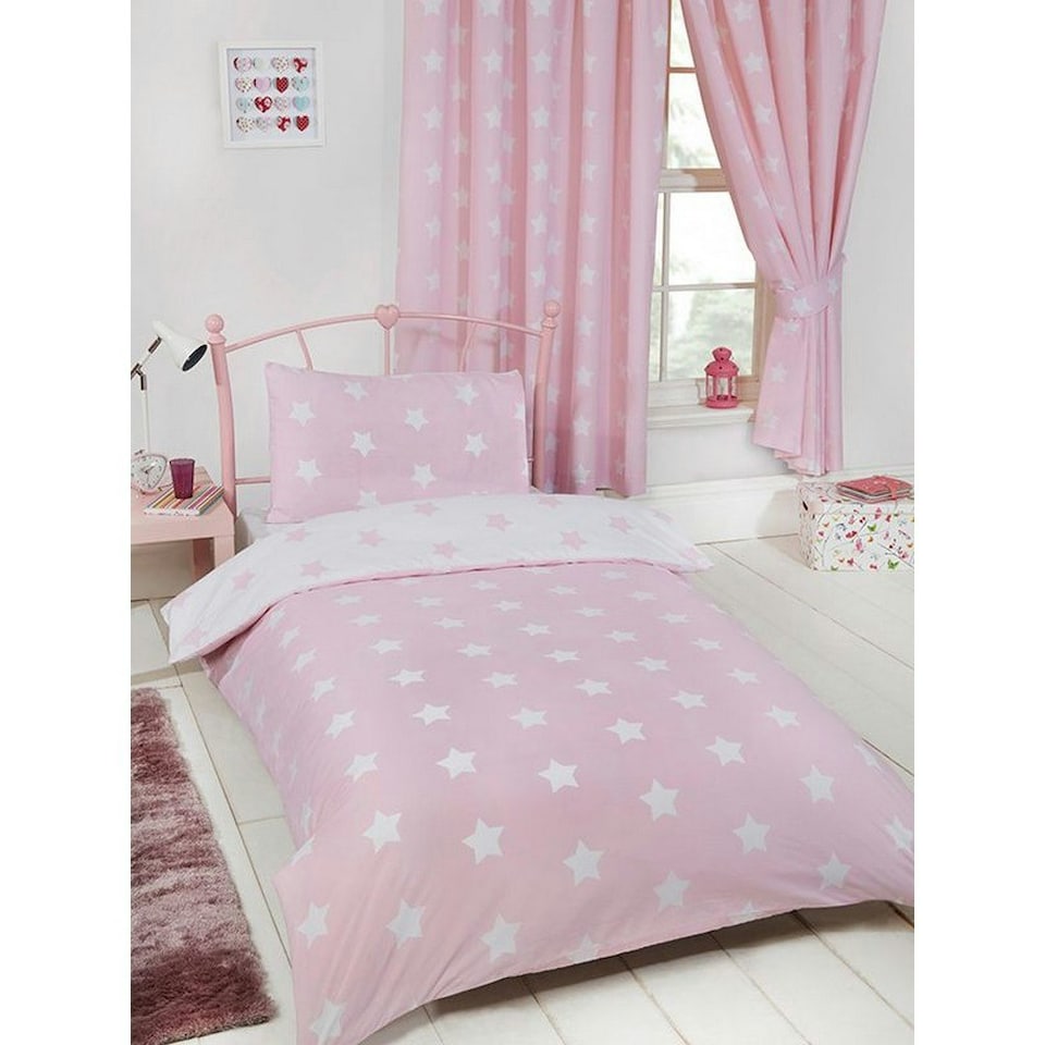 image 1 of Bedding & Beyond Stars Fitted Bed Sheet Set - Pink/White - Double Pink | Double
