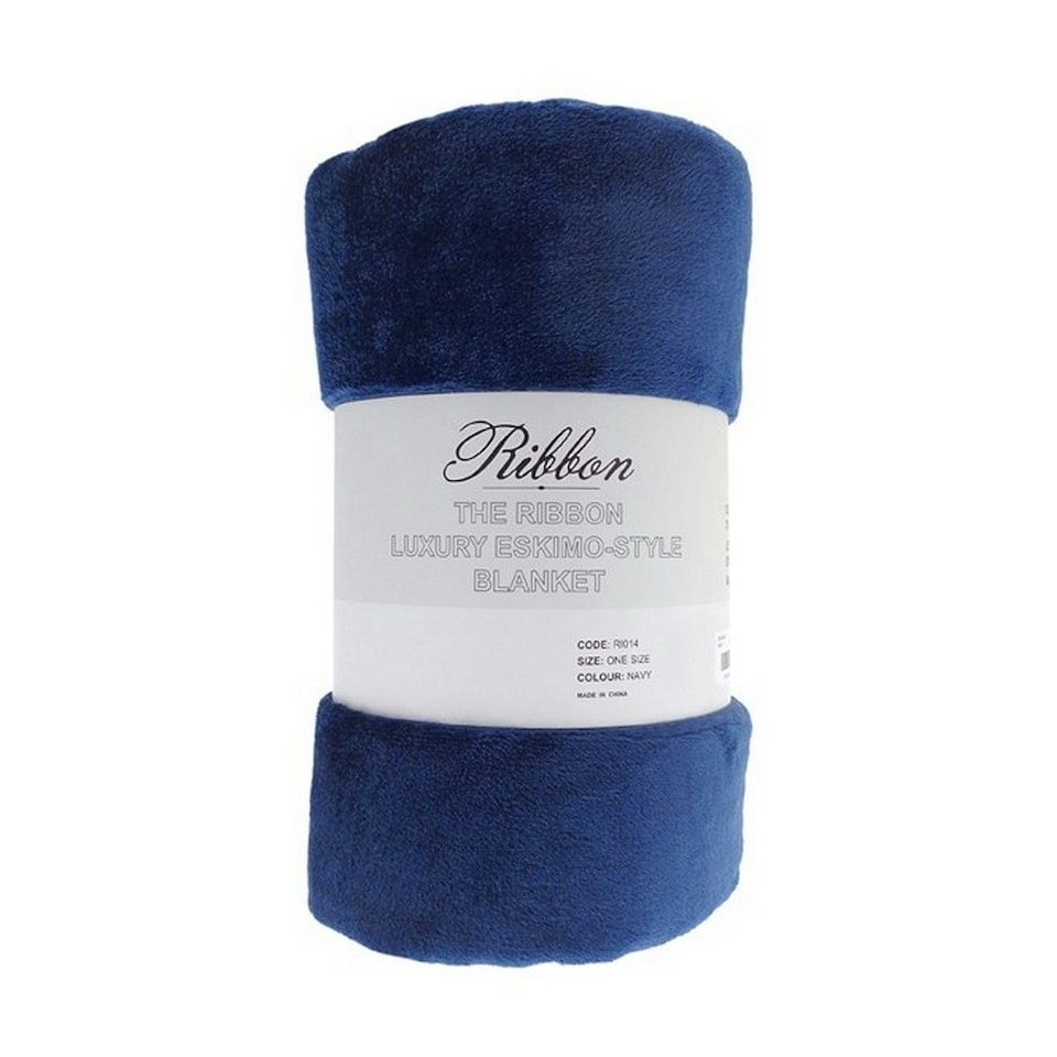 Ribbon Eskimo Style Polyester Dog Blanket - Navy - One Size