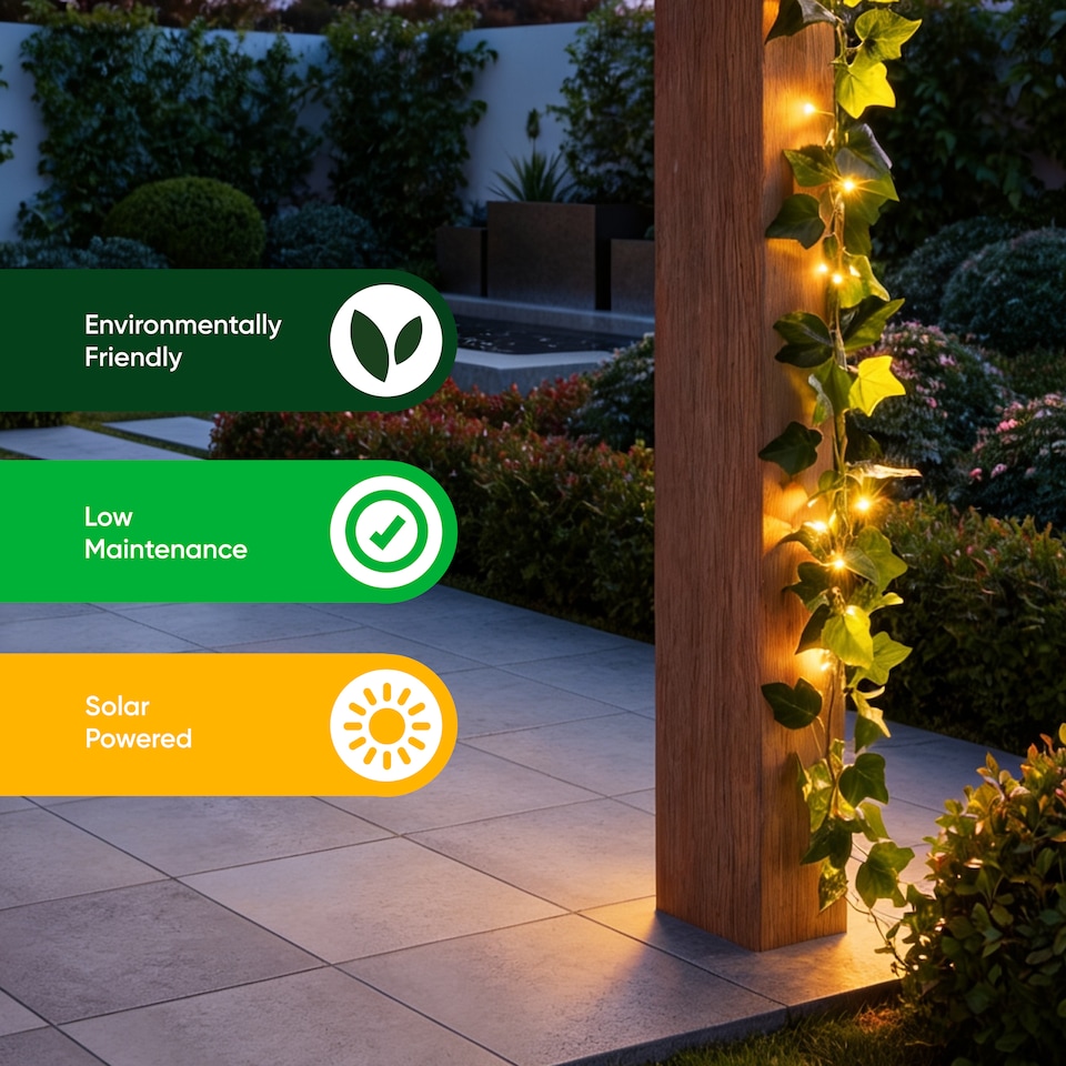 image 1 of Gardenwize 2m Solar Ivy Outdoor Garland String Lights (20 LED