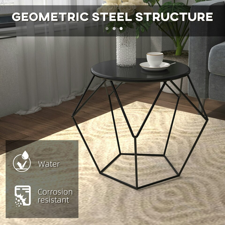 image 1 of HOMCOM Coffee Table Side Table Nordic Minimalist Style Steel Living Room Black