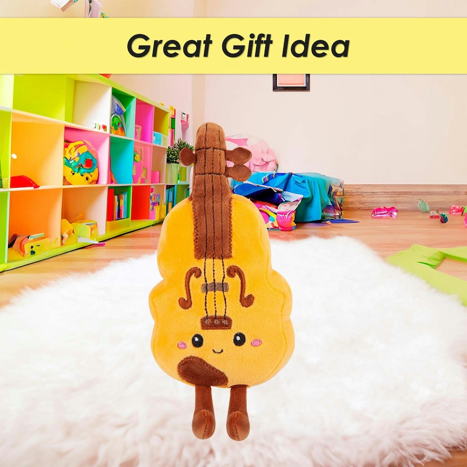 image 1 of Violin Soft Toy Cute Plushie Huggable Cuddly Stuffed Toy 16cm Yellow