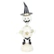 image 1 of White Metal Pumpkin Man Halloween Ornament with Witch Hat