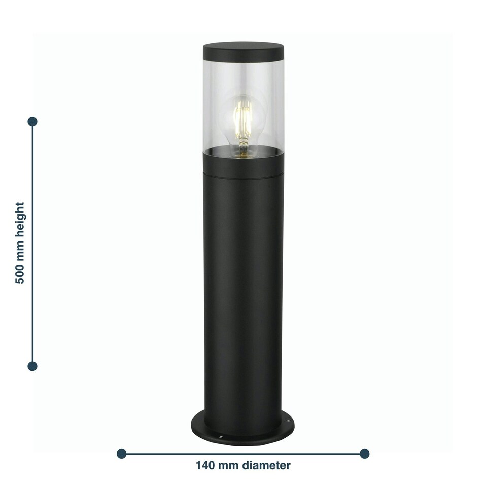 image 1 of First Choice Lighting Storm Black IP44 Outdoor 50cm Post Light Black | Clear
