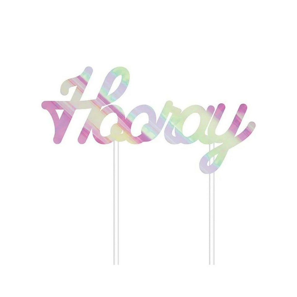 Creative Party Hooray Foil Cake Topper - Iridescent - One Size