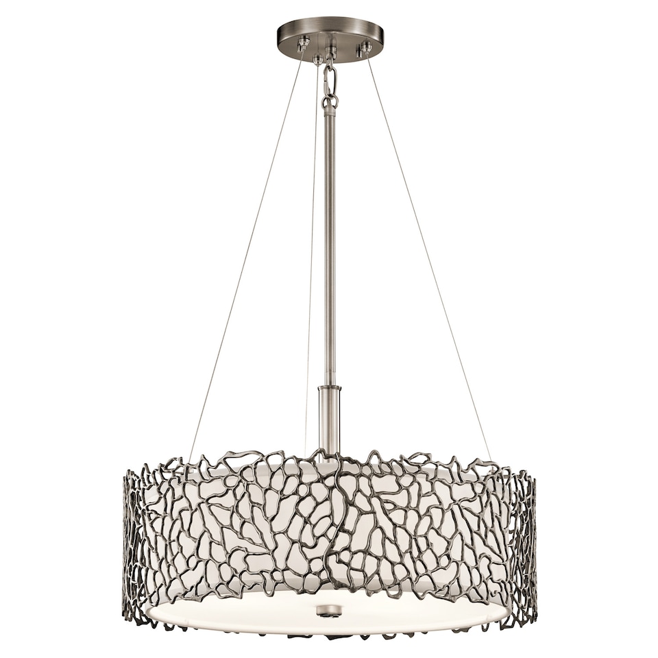 image 1 of Silver Coral 3 Light Ceiling Duo-Mount Pendant Classic Pewter, E27
