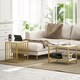 image 7 of HOMCOM Modern Coffee Table Set of Two, Marble-Effect Nesting Side Tables with Steel Frame for Living Room, Gold Tone