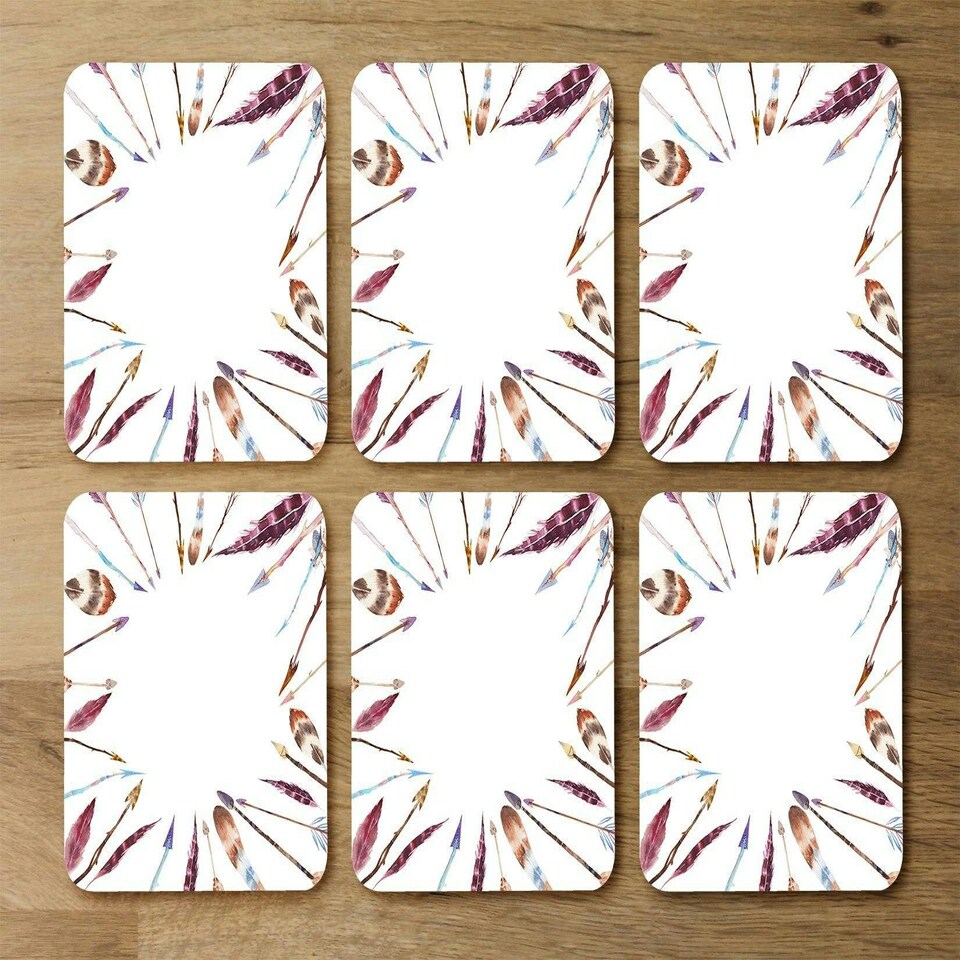 image 1 of Watercolor boho chic with feathers and arrows (Coaster)