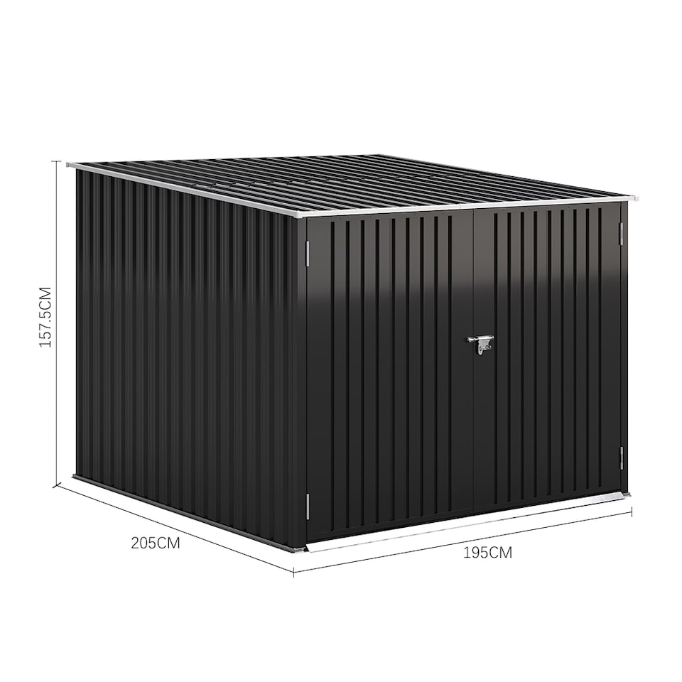 image 1 of Living and Home Galvanized Steel Outdoor Bicycle Storage Shed, Black | Black | 1