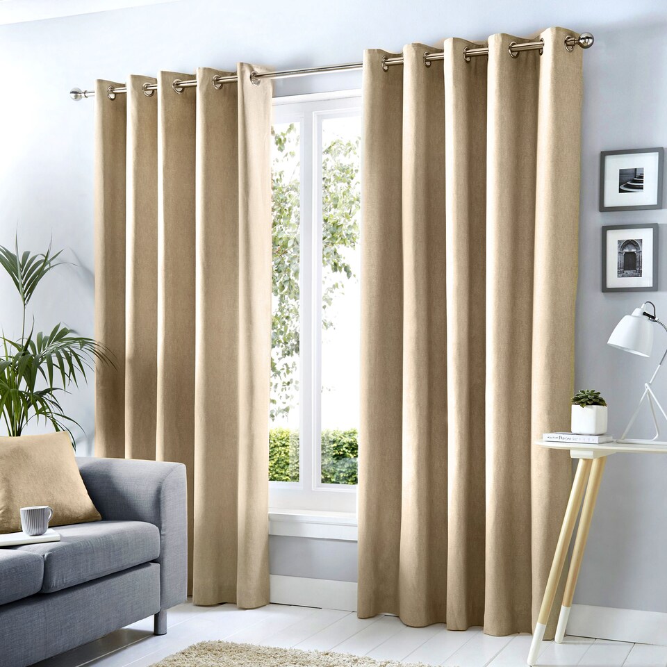image 1 of Fusion Cannes Eyelet Curtains Natural