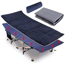 Camping Bed Fold Away with Soft Roll Out Mattress, Pillow and Carry Case