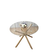 Dining Table Clear Glass Kitchen Place for 4 Seats, Dining Table Only (Clear H 75 x L 100 x W 100 cm) Clear