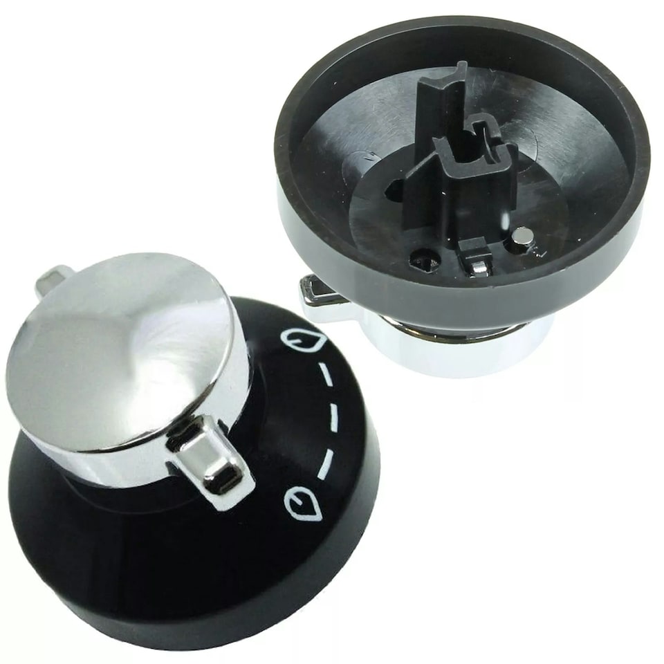 image 1 of SPARES2GO Control Knob for Belling 444445523, 444445724 New World 444441153 Gas Oven Cooker (Pack of 2 Knobs) Black | Silver