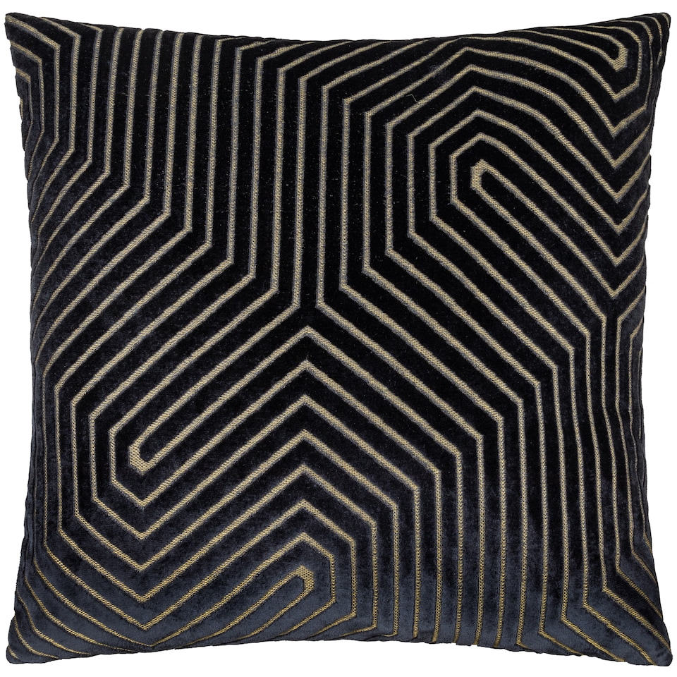image 1 of Paoletti Evoke Cut Velvet Cushion | Black | Black | 55 x 55cm | 1