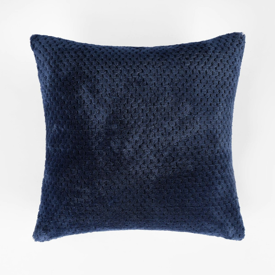 image 1 of OHS 2 x Soft Waffle Textured Fleece Cushion Covers, 45x45cm - Navy Blue