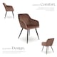 image 3 of Dining Chair Marilyn - with armrests, padded, velvet look, black steel legs | Brown | brown/black | 1